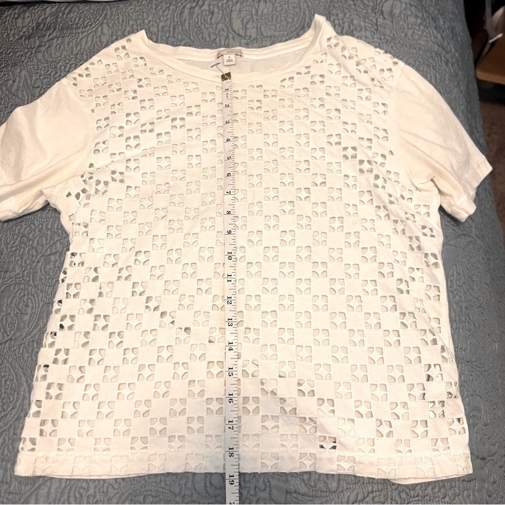 Gap White Eyelet Top Cotton Size Small Women’s Boho Cottagecore Lace - Picture 2 of 3